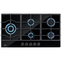 Klarstein Gas-Kochfeld Ignito Chef Edition Gaskochfeld 5-flammig 11,1 kW Glaskeramik schwarz, Einbau Gas Kochfeld 5 Platten Herdplatte Kochplatte Einbaukochfeld