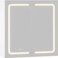 MSMASK Badezimmerspiegelschrank mit LED-Beleuchtung, Sensorschalter, 17 x 65 x 65 cm, Weiß (1-St) 2 Türen & verstellbare Ablage