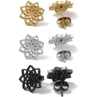 Firetti Ohrstecker-Set Multipack Schmuck Geschenk Edelstahl Ohrschmuck Ohrringe Blumen (Set, 6-tlg), Made in Germany