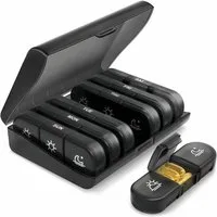 FOUORTUNATE-BEE Pillendose 7-Tage Tablettenbox mit 3 Fächern pro Tag, tragbar, Wöchentliche Pillenbox für Tabletten, Vitamine & Fischöl