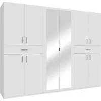 FORTE Kleiderschrank viel Stauraum, Spiegeltüren, stehende Montage B/H/T269,7/210,5/54 cm, Spiegeltüren, Schubkästen