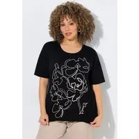 Ulla Popken T-Shirt T-Shirt Kordel-Stickerei Oversized Rundhals