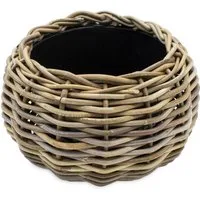 Spetebo Blumentopf Rattan Pflanztopf mit Kunststoff Einsatz (Anzahl, 1 St., Stück), mit 100 % wasserdichtem Innenkübel