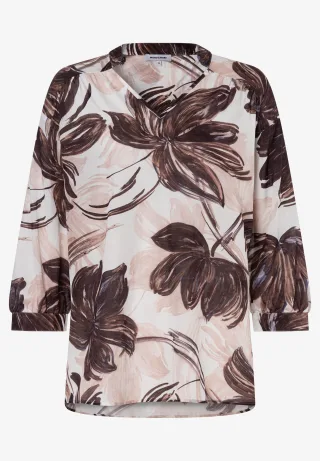 MORE & MORE - Printbluse braun - Gr. - 38
