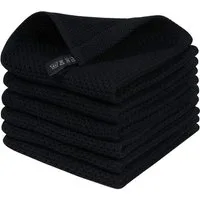 Moosfor Geschirrtuch Geschirrtücher 100% Baumwolle 6er Set Schwarz 30x30cm Weich Saugfähig