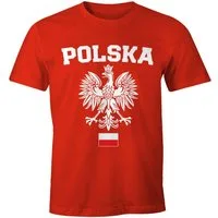 MoonWorks Print-Shirt Herren T-Shirt Fußball WM Polska Polen Poland Flagge Weißer Adler mit Print