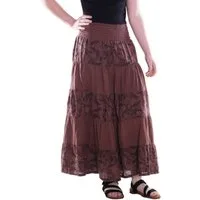 Vishes Maxirock Damen Rock Baumwolle Vintage Retro extra breiter Bund mit Kordel-Zug Alternative Bekleidung, Ethno, Hippie, Retro Style