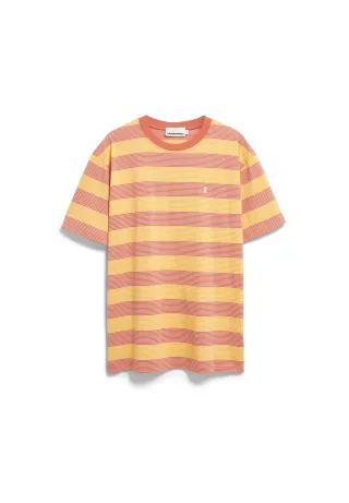 Armedangels - MAARKOS MULTI STRIPES T-SHIRT sunflower-tabasco red - Gr. - XL