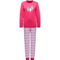 Erwin Müller Pyjama Damen-Schlafanzug Single-Jersey gemustert: Hose/Tiermotive: Oberteil, Eisbär