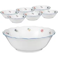 Seltmann Weiden Schüssel Seltmann Weiden Sonate Nostalgie Schüssel 25 cm+ Dessertschale Set 7, Porzellan, (Spar-Set)