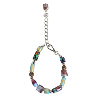 Mehrfarbige Murano-Glasperlen-Halskette aus Messing Zamak