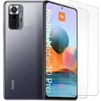 CoolGadget Schutzfolie Panzerfolie für Xiaomi Redmi Note 10 Pro, (Spar-Set 4in1, 2x Displayschutz, 2x Kameraschutz), Panzerglas Schutzfolie für Redmi Note 10 Pro Folie