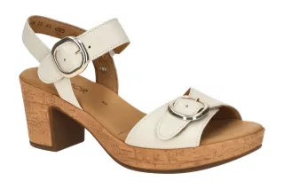 Gabor 84.764.20 Damen Sandale Wei? - latte mit Klettverschluss und Plateau