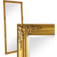 dasmöbelwerk Wandspiegel Wandspiegel Barock Gold 180x80 cm XL Spiegel Ganzkörperspiegel, Spiegelfläche mit edlem Facettenschliff