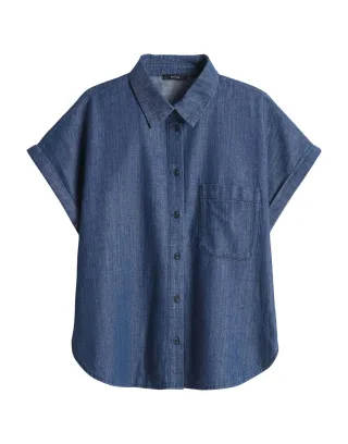 Opus - Loose Jeansbluse aus Chambray - Folmes blau - Gr. - 36