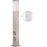 G&L Gartensteckdose LED Pollerleuchte IP44 Gartenstehlampe, Wegeleuchte mit E27-Fassung, Edelstahl Außenleuchte Stehleuchte, mit 2 Steckdosen, Leuchtmittel nicht inklusive