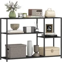 HOMCOM Konsolentisch Schmaler Sofatisch mit 4 Ebenen (mit Stahlrahmen, 1-St., für Flur, Eingangsbereich, Wohnzimmer), 110 x 30 x 75 cm, Schwarz