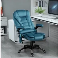 Vinsetto Schreibtischstuhl Ergonomischer Chefsessel mit Heiz-/Liegefunktion u. Computerstuhl (Massagesessel, 1 St), für Wohnbereich, Blau