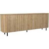 Home affaire Sideboard Murano, 231 cm breit, 4 Türen, Anrichte, Kommode, Stauraumschrank, Formgebogenes MDF, Stirnseiten mit Rundung, Füße und Griffe aus Metall