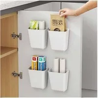 FOUORTUNATE-BEE Aufbewahrungsbox 4 Stück Küchenschranktür-Aufbewahrungsbox (Selbstklebende Wandmontierte Organizer für Schrank, Badezimmer, Kühlschrank - Kleine Gegenstände, 4 St)
