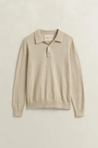 GANT - Polopullover aus Baumwollmix-Flammgarn seed melange - Gr. - L