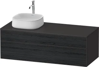 Duravit Zencha Konsolenwaschtischunterbau wandhängend Eiche Schwarz & Graphit Matt & Supermatt 1300x ZE4822L16800000