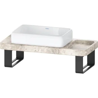 Duravit Collection One Waschtisch-Konsolen-Set D4800500 100x45x90cm, mit Konsole, Konsolenträger, grauer Travertin poliert