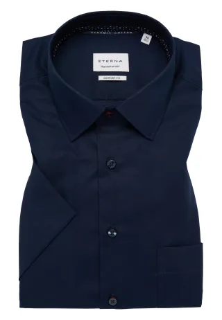 ETERNA - Hemd Popeline Kurzarm navy - Gr. - 40/Kurzarm
