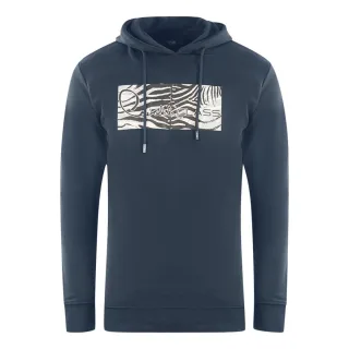 Cavalli Class Kapuzenpullover in Marineblau mit Zebramuster und Logo