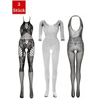 Elegant Love Bodystocking-Ouvert Ouvert-Dessous für Damen – Netz-Body mit offenem Schritt (Packung 3 St) Elegante Spitzen-Reizwäsche – sinnlich & ideal für besondere Anlässe