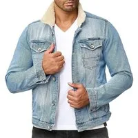 RedBridge Jeansjacke aus robustem Denim mit weichem Teddyfell-Kragen weicher Teddyfell am Kragen
