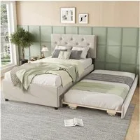 Flieks Polsterbett, Kinderbett 90x200cm mit Ausziehbett 90x190cm und Lattenrost
