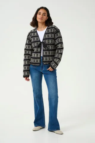 Jacke Loose fit Black / Chalk embroidery black white