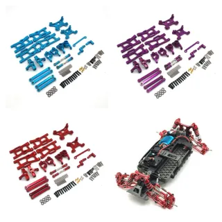 Upgraded Metal Parts Front Rear Suspension Arms Steering Cups C Hubs Rear Wheel Seats Set for Wltoys 124008 124010 1/12