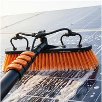 Briliantwerk Reinigungsbürste Teleskop Waschbürste mit Wasseranschluss - 6 Meter -, Teleskopstange für PV Anlage und andere schwer zu erreichende Flächen
