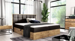 Boxspringbett Schlafzimmerbett KALYPSO 160x200cm Stoff Braun inkl. Bettkasten