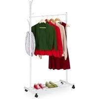 relaxdays Garderobenständer Weiße Garderobe mit Rollen