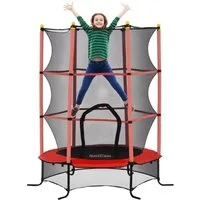 HOMCOM Kindertrampolin Ø163 cm, mit Sicherheitsnetz, Randabdeckung, Ø 163 cm, (Indoor Trampolin, 1 tlg., Trampolin), für Kinder 3-10 Jahre, bis 50 kg belastbar, Rot