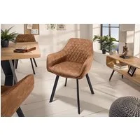 riess-ambiente Polsterstuhl PALERMO vintage hellbraun – Microfaser, mit Armlehne, Ziersteppung (Einzelartikel, 1 St), bequeme Polsterung im Retrolook – ideal für Esszimmer oder Küche