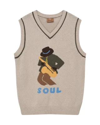mos mosh gallery - MMGJazz Intarsia Knit Vest chateau gray - Gr. - S