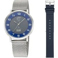 ETT Funkuhr Atacama EGS-11621-32MS, (Set, 2-tlg., mit Wechselband aus Leder), Armbanduhr, Herrenuhr, Datum, Solar, ideal auch als Geschenk