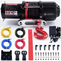 Rotfuchs Seilwinde, 12v mit Fernbedienung, 2041 kg Motorwinde Seilzug, Power Offroad Winde