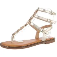 Ital-Design Damen Zehentrenner Freizeit Zehentrenner (86527147) Blockabsatz Riemchensandalen in Gold