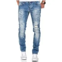 Amaci&Sons Slim-fit-Jeans FRESNO Slim Fit Destroyed Jeans Herren Destroyed Regular Slim Denim Basic Hose