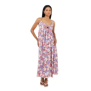 Brave Soul - Maxikleid für Damen, Spaghetti-Träger (Koralle/Violett)