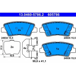 ATE Bremsbel?ge hinten Hyundai Tucson I40 Kia Soul Rio