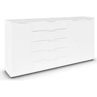 rauch Schubkastenkommode Kommode Türkommode Sideboard Kombikommode FLIPP (Breite 200 cm mit 4 Einlegeböden), 3-türig mit 5 Schubladen und Soft-Close-Funktion