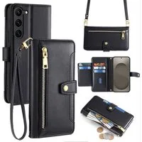 betterfon Handykette für Samsung Galaxy Leder Umhänge Hülle mit Kartenfächer, 5 Kartenfächer + verstellbare Kette & Standfunktion mit TPU-Schutz