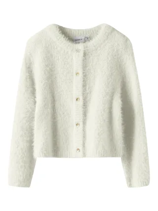 NAME IT - NMFREVERA LS KNIT SHORT CARD cloud dancer - Gr. - 116