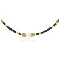 Made by Nami Perlenkette Damen Halskette Bunt Perlen Edelstein verstellbar wasserfest Boho-Stil, aus Edelstein – Sommerlich – mit Verlängerung – für empfindliche Haut